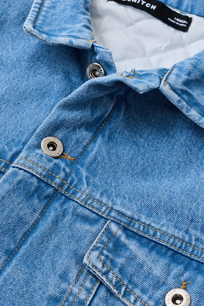 Snitch  Oversized Denim Quilted Jacket for Men | Best Price UAE